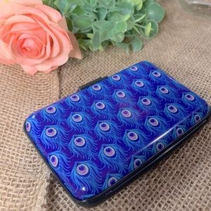 Peacock Feathers Aluminum Wallet RFID Blocking Credit Card Holder